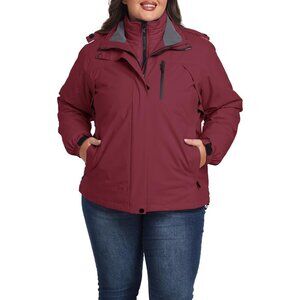 Women's Wine Red Winter Coats Waterproof Ski Jacket Hooded Snowboarding Jacket